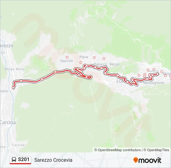 Percorso linea bus S201