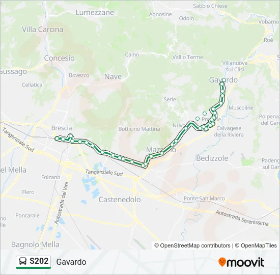 Percorso linea bus S202