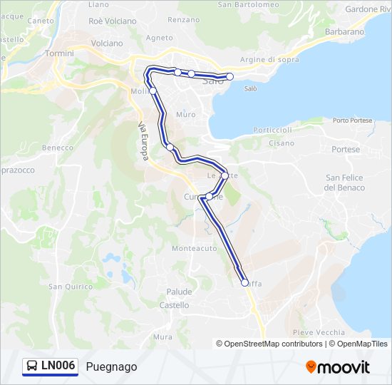 Percorso linea bus LN006