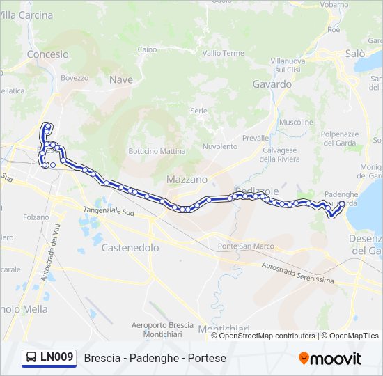 Percorso linea bus LN009