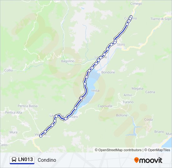 Percorso linea bus LN013