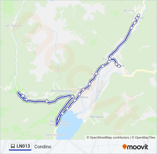 Percorso linea bus LN013