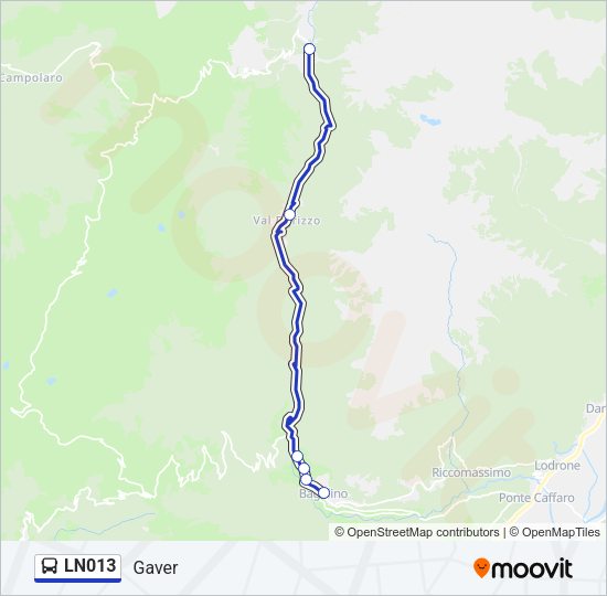 Percorso linea bus LN013