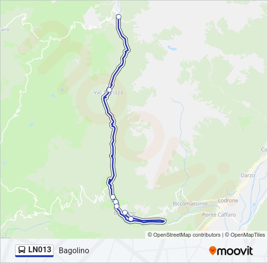 Percorso linea bus LN013