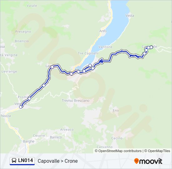 Percorso linea bus LN014