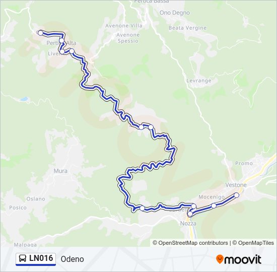 Percorso linea bus LN016