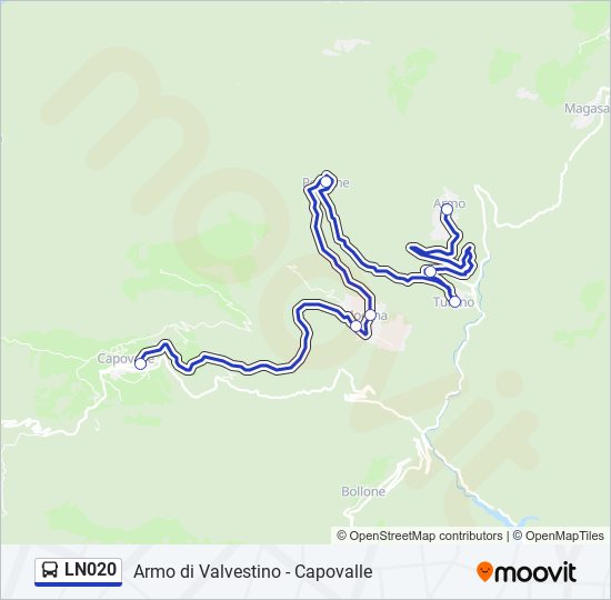 Percorso linea bus LN020