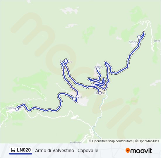 LN020 bus Line Map