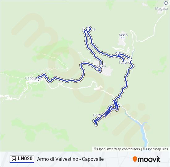 LN020 bus Line Map