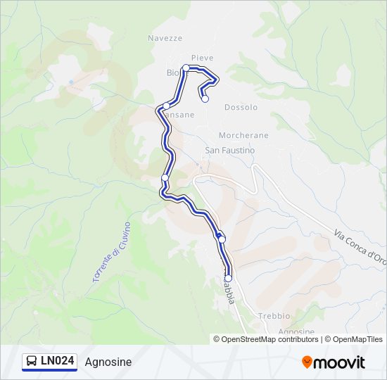 Percorso linea bus LN024