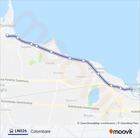 Percorso linea bus LN026