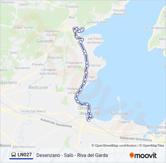 Percorso linea bus LN027