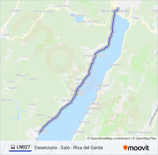 Percorso linea bus LN027