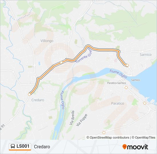 Percorso linea bus LS001