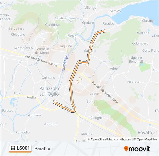Percorso linea bus LS001