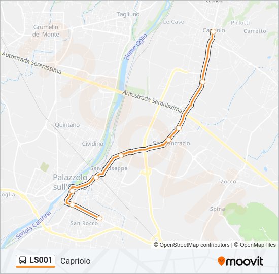 Percorso linea bus LS001