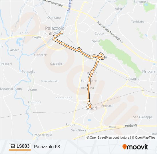 Percorso linea bus LS003