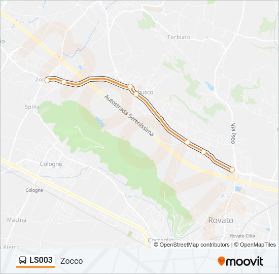 Percorso linea bus LS003