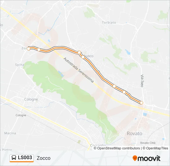 Percorso linea bus LS003