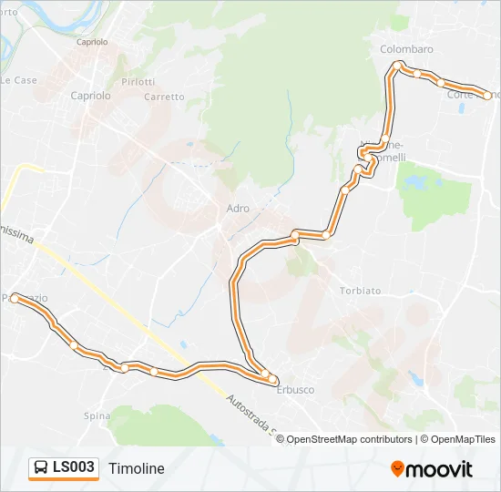 Percorso linea bus LS003