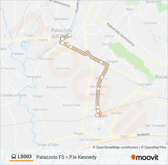 Percorso linea bus LS003