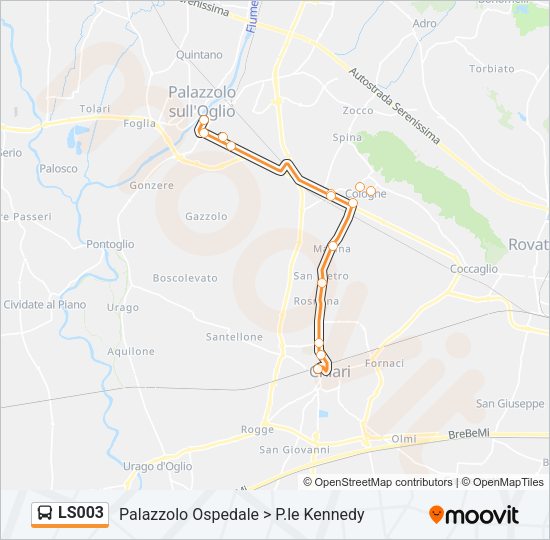 Percorso linea bus LS003