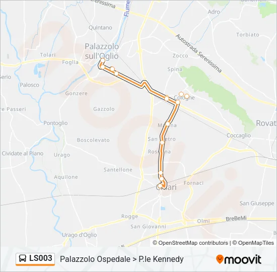 Percorso linea bus LS003