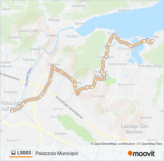 Percorso linea bus LS003