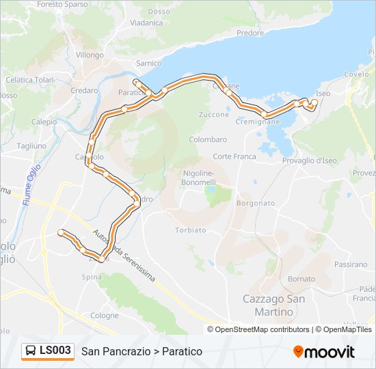 Percorso linea bus LS003