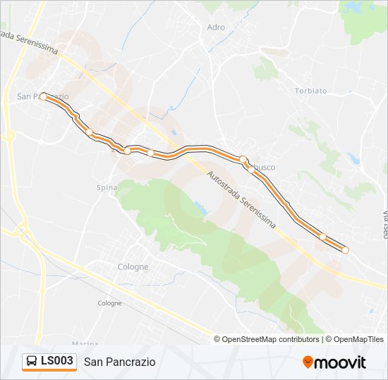 Percorso linea bus LS003