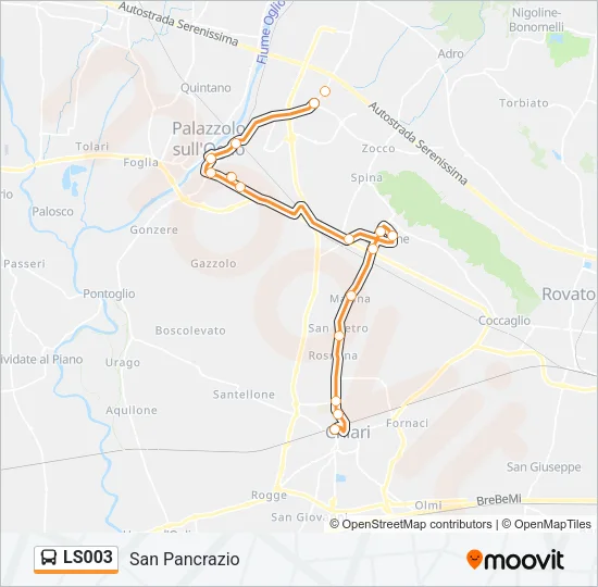Percorso linea bus LS003