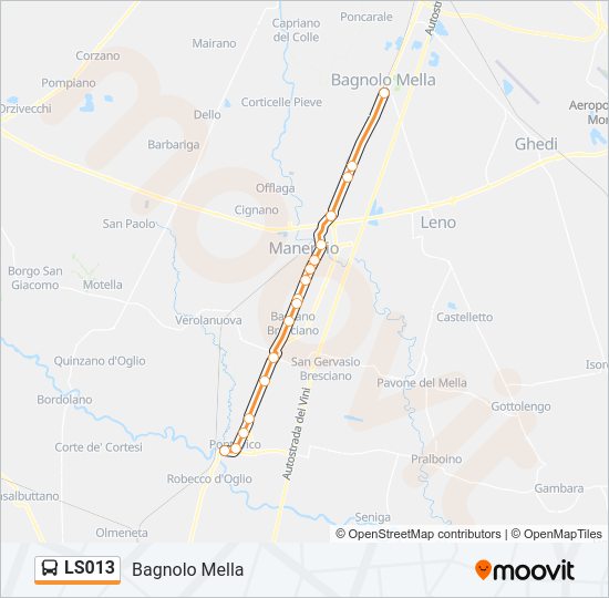 Percorso linea bus LS013