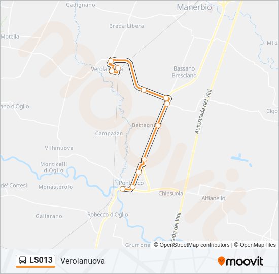 Percorso linea bus LS013