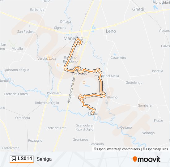 Percorso linea bus LS014