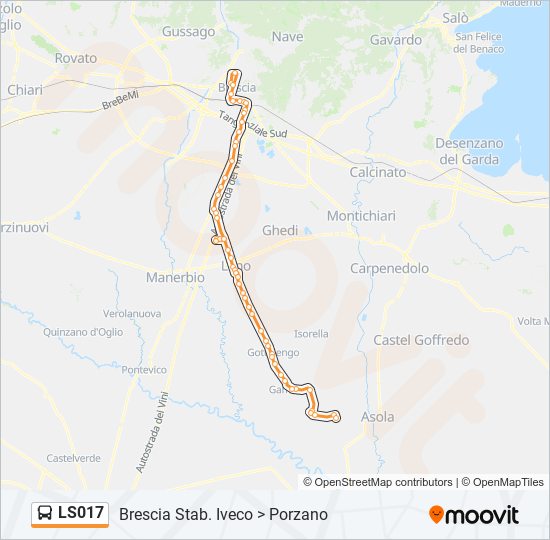 Percorso linea bus LS017