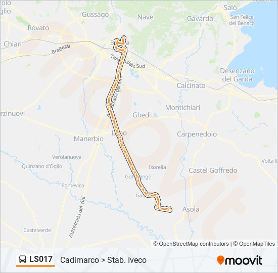 Percorso linea bus LS017