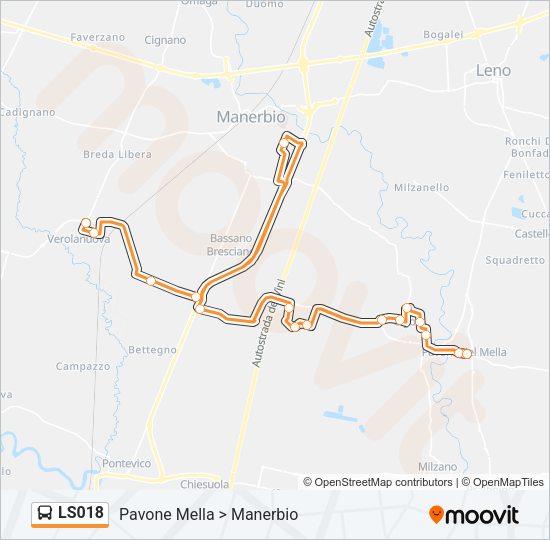 Percorso linea bus LS018