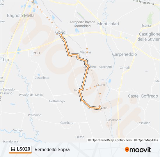 Percorso linea bus LS020
