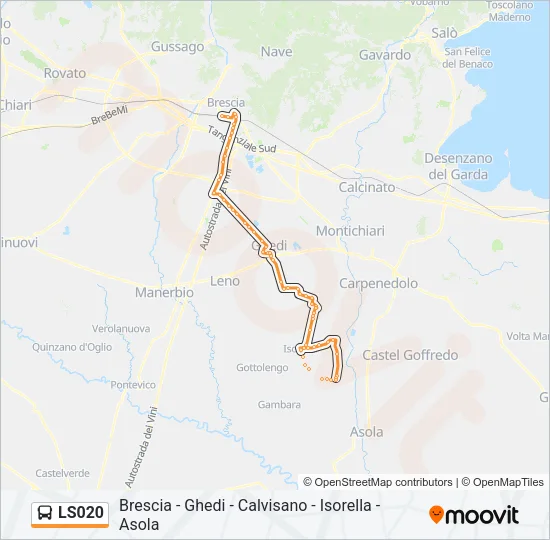 Percorso linea bus LS020