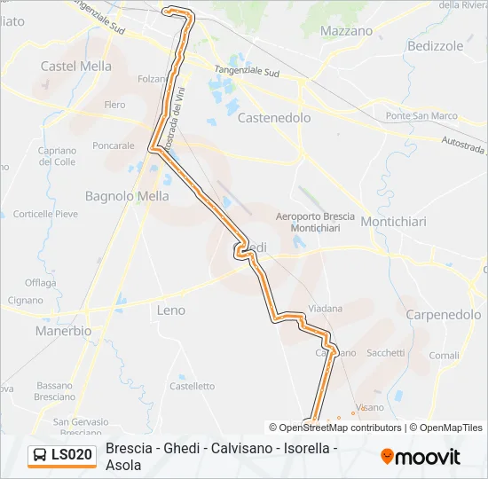 Percorso linea bus LS020