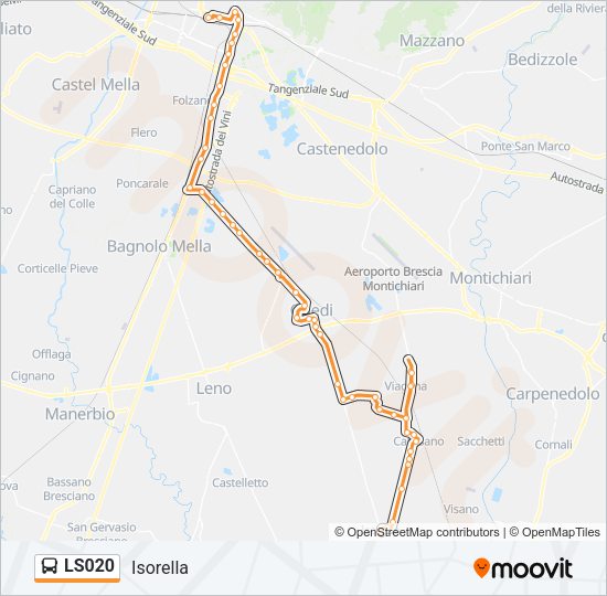 Percorso linea bus LS020