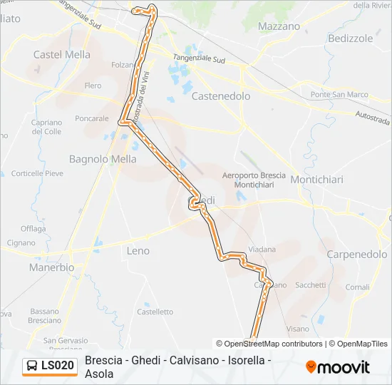 Percorso linea bus LS020