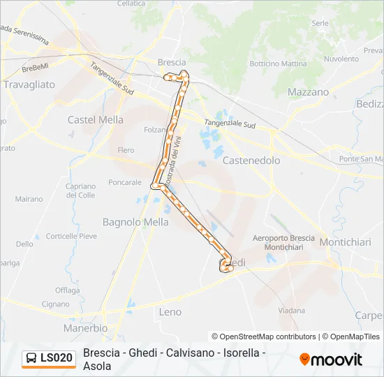 Percorso linea bus LS020