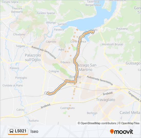 Percorso linea bus LS021