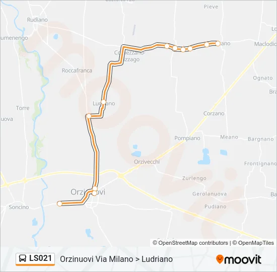 Percorso linea bus LS021