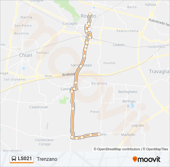 Percorso linea bus LS021