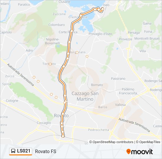 Percorso linea bus LS021
