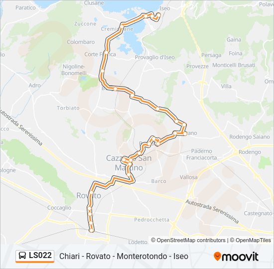 Percorso linea bus LS022