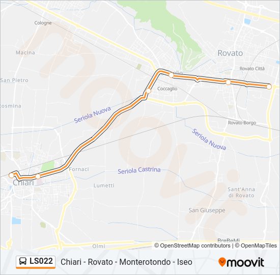 Percorso linea bus LS022