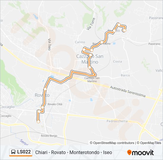 Percorso linea bus LS022